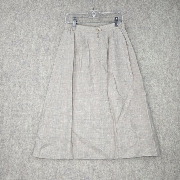 Linen Blend Beige Plaid Womens Two-Piece Blazer & Dress Suit Lined Size 4 - Picture 12 of 16